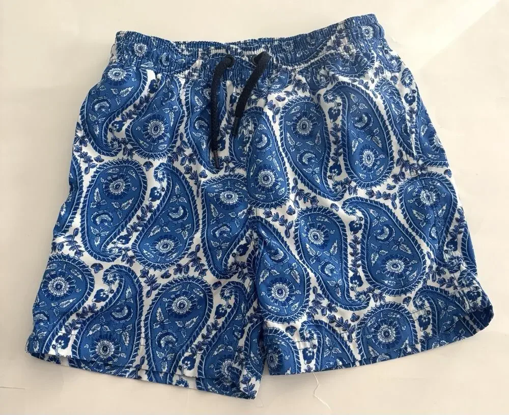 J.Crew Crewcuts Swim Trunks - Boys Size 4 Blue Paisley